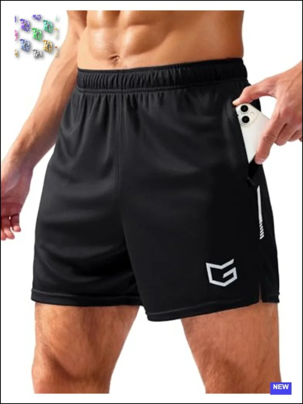 Men's Quick Dry Athletic Shorts with Zipper Pockets Mesh Gym Shorts